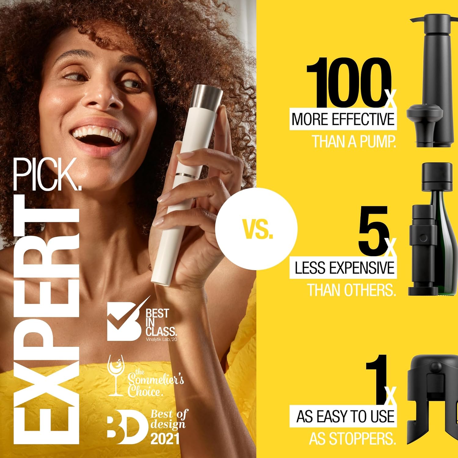 zzysh® 3 in 1 Champagne Sealer, Saver Preserver Up to 4 Weeks with Champagne Stoppers For Bottles - Preservation System with Prosecco Bottle Stopper - Best Sparkling Wine Lovers Gifts For Women