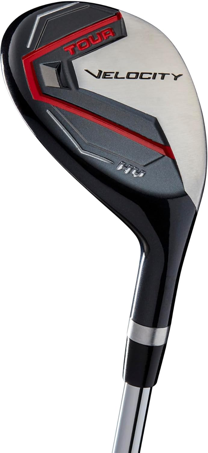 Set completo da golf Wilson Tour Velocity con sacca da cavalletto - Mano destra da uomo, Flex regolare, nero/rosso