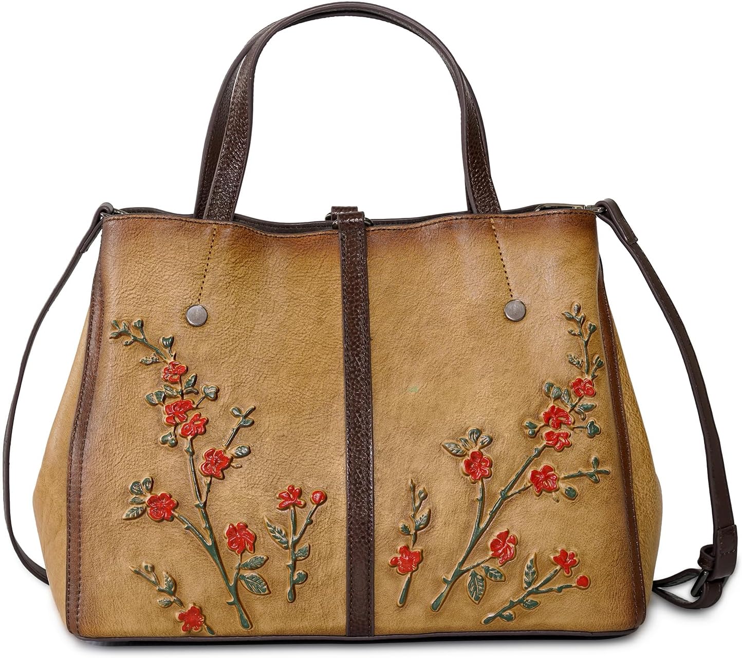 Genuine Leather Satchel for Women Top Handle Bags Handmade Purse Vintage Embossed Leather Crossbody Handbags Hobo Bag · v2