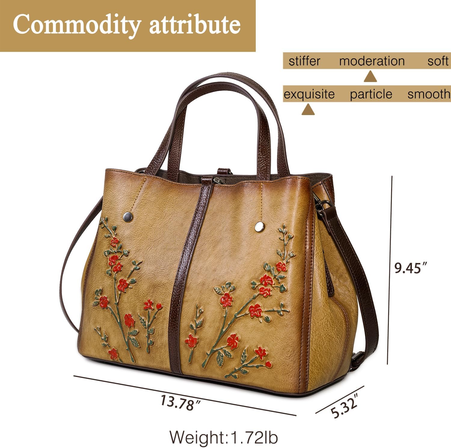 Genuine Leather Satchel for Women Top Handle Bags Handmade Purse Vintage Embossed Leather Crossbody Handbags Hobo Bag · v2