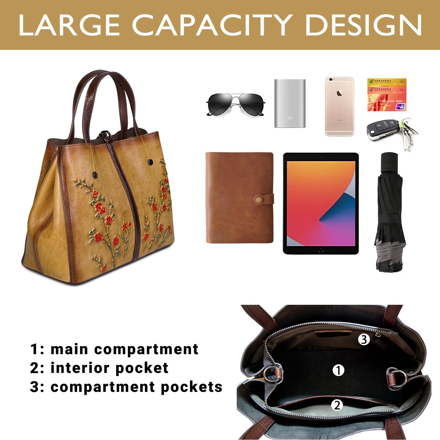Genuine Leather Satchel for Women Top Handle Bags Handmade Purse Vintage Embossed Leather Crossbody Handbags Hobo Bag · v2