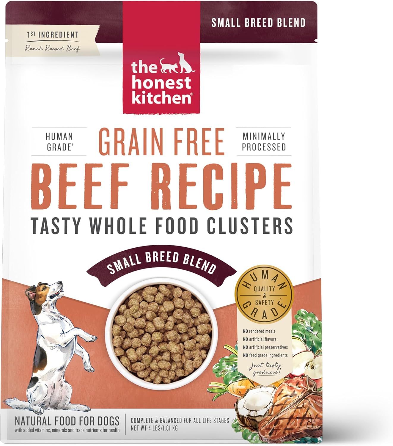 Alimento seco para perros The Honest Kitchen Whole Food Clusters para razas pequeñas, sin cereales, bolsa de 4 libras