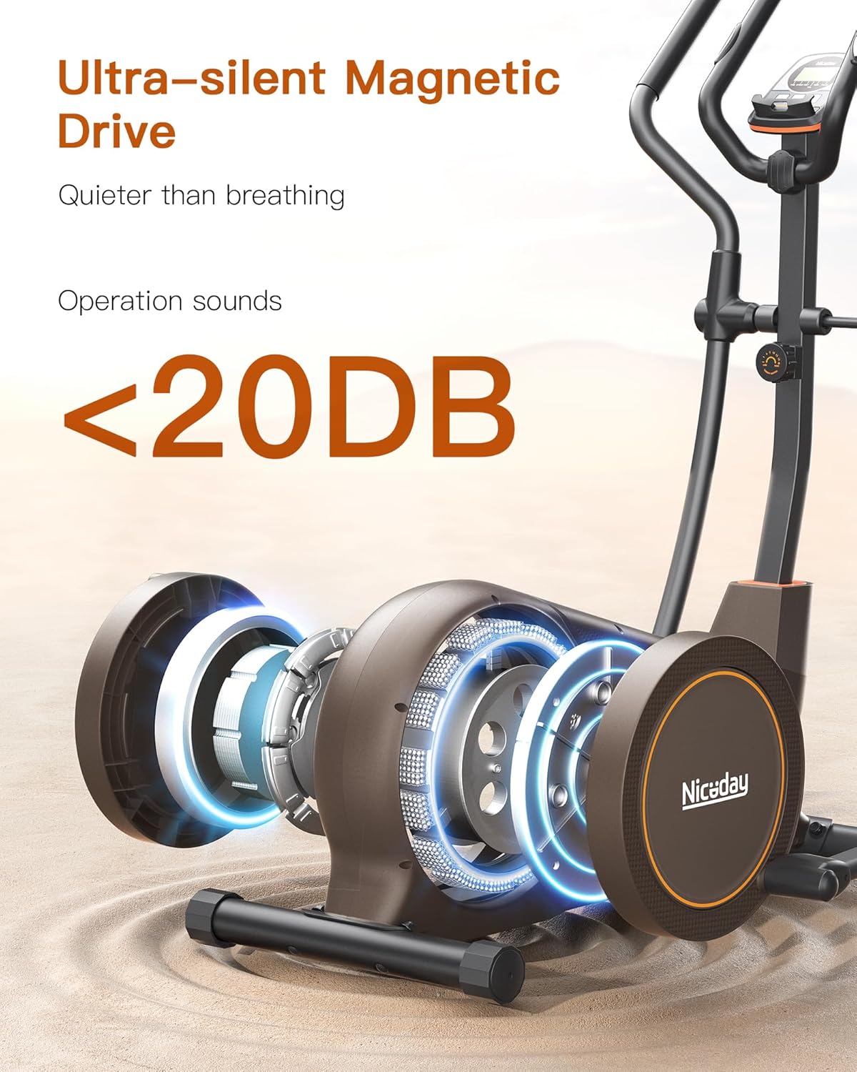 Niceday Elliptical Machine, Elliptical Exercise Machine for Home with Hyper-Quiet Magnetic Driving System, Elliptical Trainer with 15.5IN-18IN Stride, 16 Resistance Levels, 400LBS Loading Capacity · v3