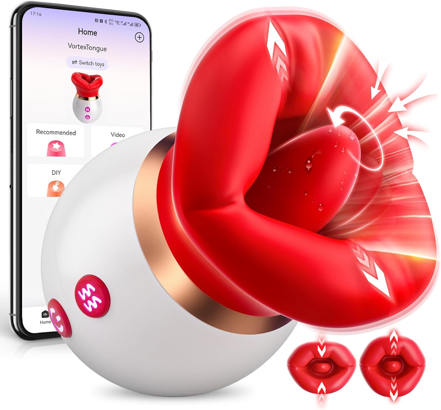 Vibrator Adult Sex Toys for Women - 3IN1 Mouth-Shaped Sucking Vibrator, 10 Tongue Licking 3 Sucking Nipples Anal Clit Sucker Vibrater, G Spot Vibrators Clitoral Stimulator Couples Sex Toys