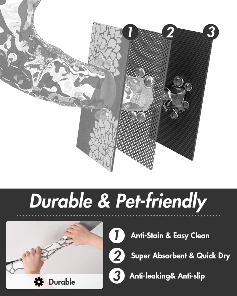 MontVoo-Pet Feeding Mat-Absorbent Floral CatDog Food Mat-Dog Mat for Food and Water Bowl-No Watermark Quick Dry Dog Water Dispenser Mat Pet Placemat-Pet Supplies amp; Accessories1219 Grey