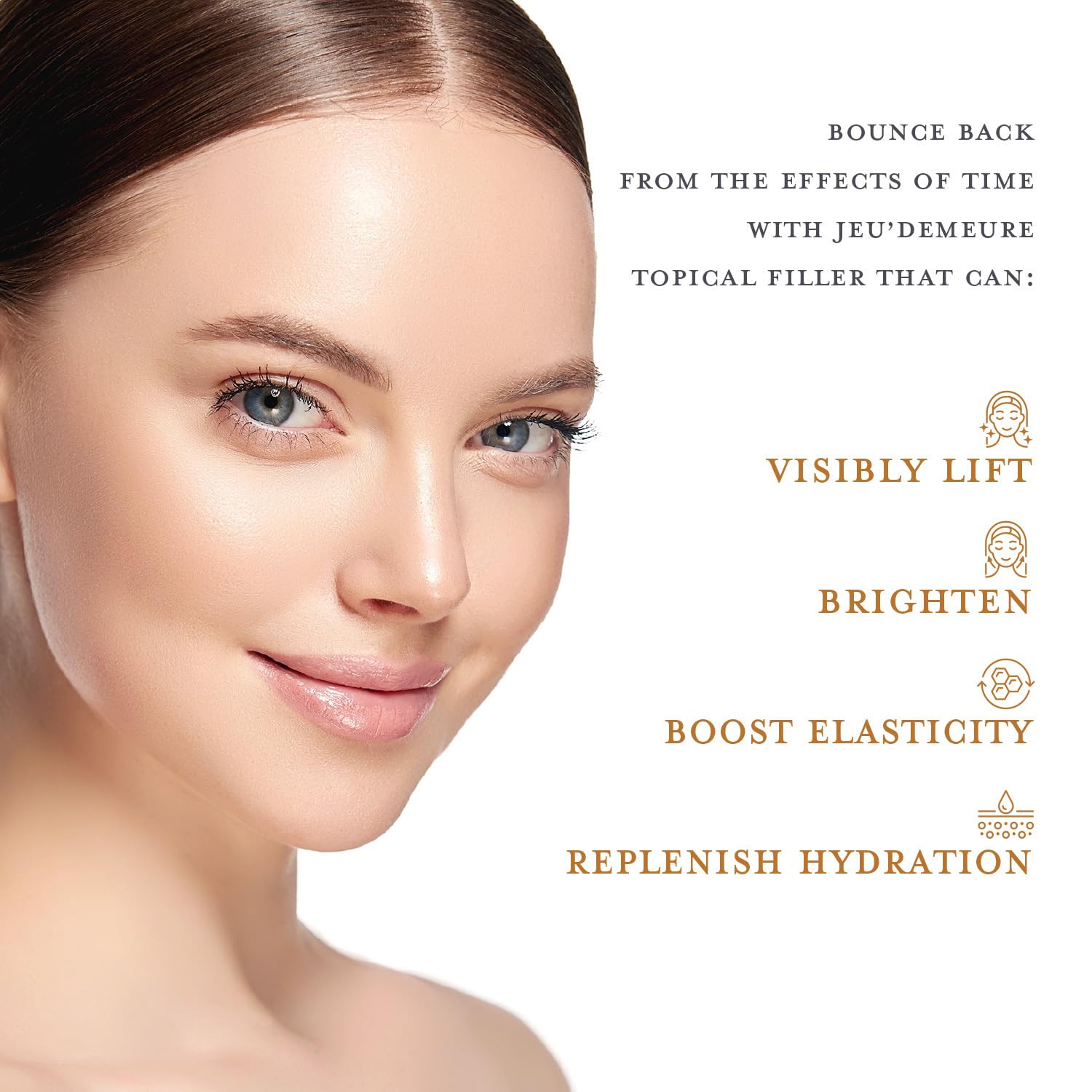 JEUDEMEURE Kolagen, Peptyd, Serum kwasu hialuronowego, Instant Face Lift Koreańskie serum do pielęgnacji skóry przeciwstarzeniowej, mikroigły, ujędrniające, rozjaśniające, nawilżające dla oczu twarzy (bez mikroigły)