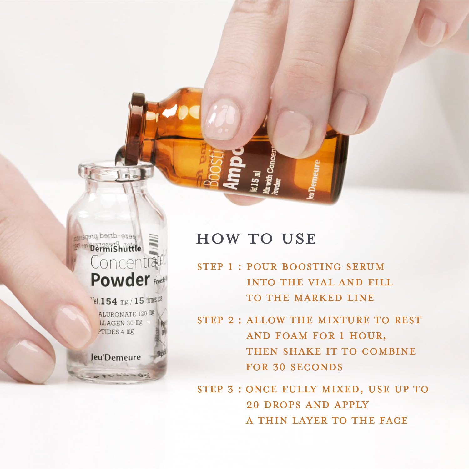 JEUDEMEURE Kolagen, Peptyd, Serum kwasu hialuronowego, Instant Face Lift Koreańskie serum do pielęgnacji skóry przeciwstarzeniowej, mikroigły, ujędrniające, rozjaśniające, nawilżające dla oczu twarzy (bez mikroigły)