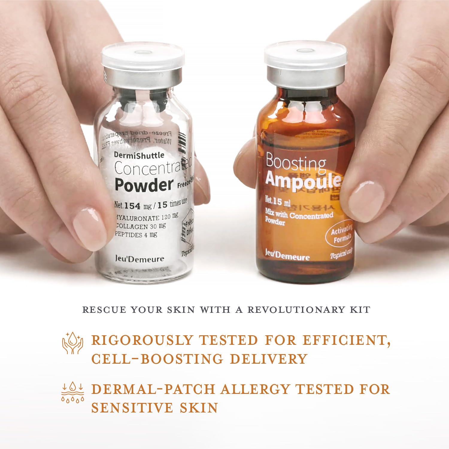 JEUDEMEURE Kolagen, Peptyd, Serum kwasu hialuronowego, Instant Face Lift Koreańskie serum do pielęgnacji skóry przeciwstarzeniowej, mikroigły, ujędrniające, rozjaśniające, nawilżające dla oczu twarzy (bez mikroigły)