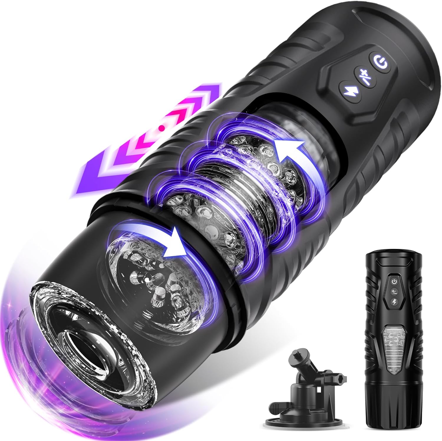 Automatic Male Masturbator Sex Toys for Men - Adult Toy Male Sex Toys with 7 Thrusting  7 Rotating Modes,Hands Free Pocket Pussy Sex Machine with Visual Window amp; Suction Base Electric Penis Pump