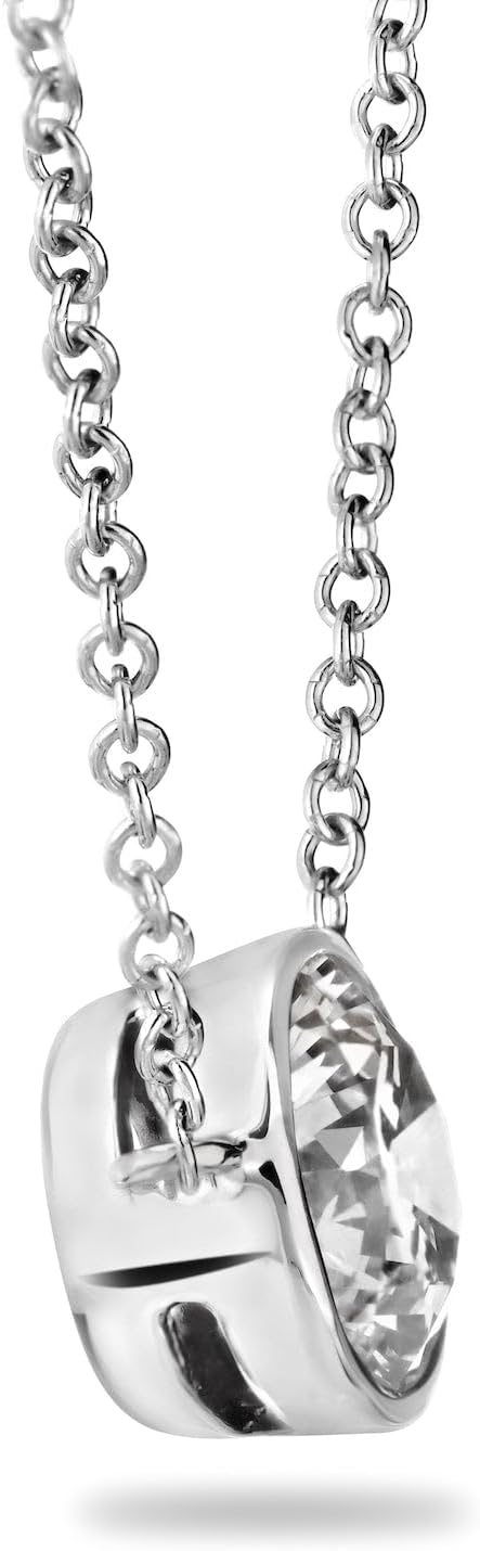 The Diamond Channel 0.25-1.00 Lab Diamond 14 Karat White Gold Diamond Necklace for Women, Bezel Set Diamond Pendant with a 16 Length   2" Extender (F-G Color, VS1-VS2 Clarity) · v2