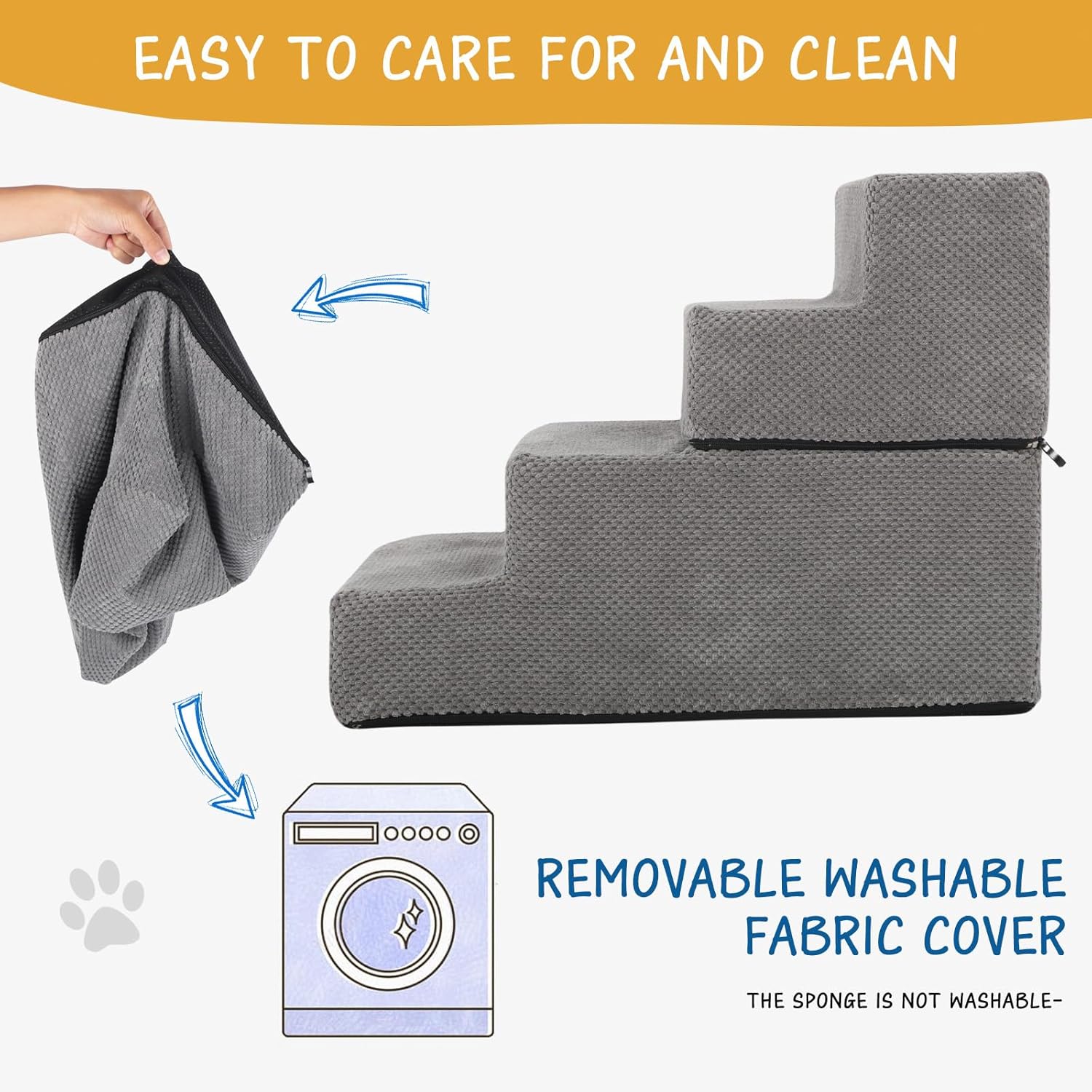 Dog Stairs for Small Dog, 4-Step Dog Steps for High Beds and Couch, Non-Slip Pet Stairs for Small Dogs and Cats,Dog Bed Stairs, Grey, 3/4/5 Steps · v11