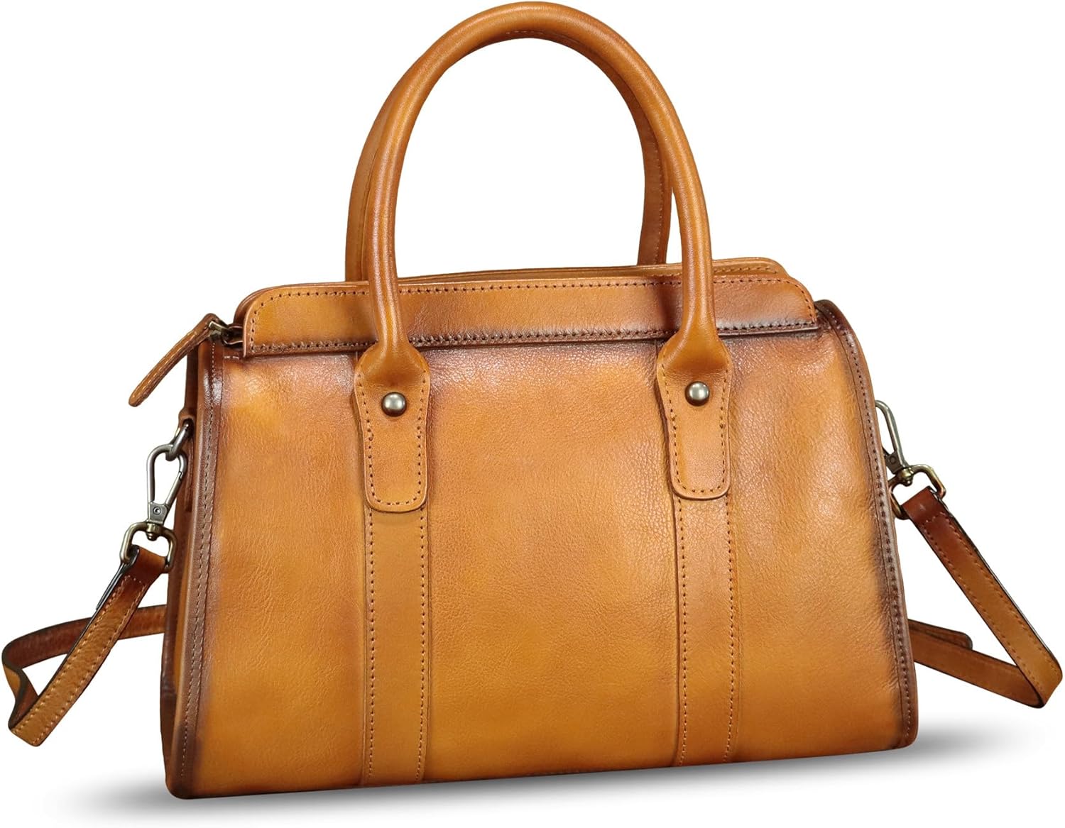 Genuine Leather Purses and Handbags for Women Vintage Handmade Leather Top Handle Purses Satchel Shoulder Bag with Strap · v2