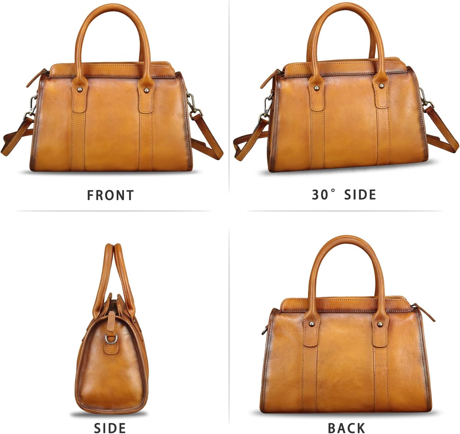 Genuine Leather Purses and Handbags for Women Vintage Handmade Leather Top Handle Purses Satchel Shoulder Bag with Strap · v2