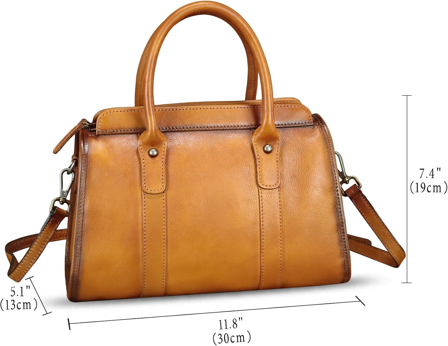 Genuine Leather Purses and Handbags for Women Vintage Handmade Leather Top Handle Purses Satchel Shoulder Bag with Strap · v2