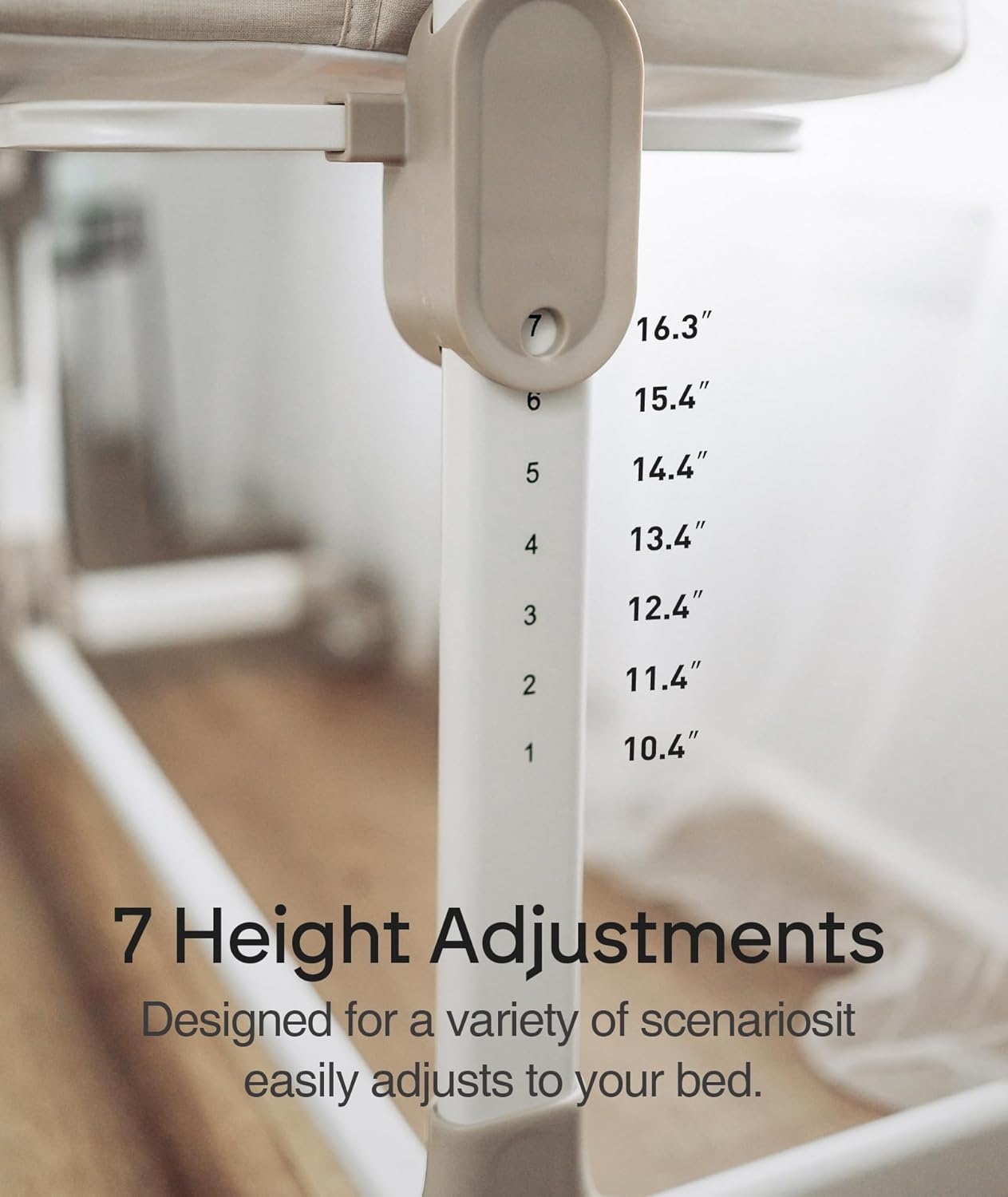 Fodoss Baby Bassinets Bedside Sleeper - All Mesh Bedside Bassinet with Wheels, 7 Height Adjustable Baby Bassinet for Infants, Beige · v2