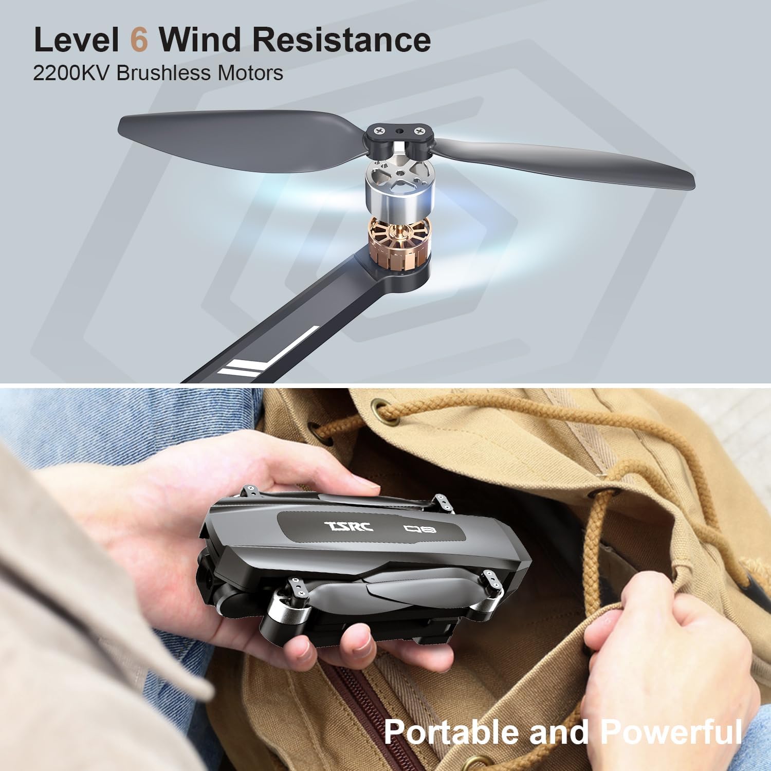 Składany dron GPS TENSSENX z kamerą 4K UHD dla dorosłych początkujących, Quadcopter TSRC Q8 FPV RC z bezszczotkowym silnikiem, transmisja 5G WiFi, Follow Me, przepływ optyczny, inteligentny powrót do domu, 90-minutowy lot