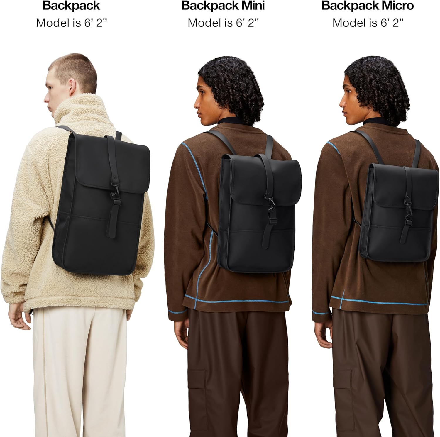 RAINS Backpack W3 - กระเป๋าเป้สะพายหลังสำหรับผู้ชายและผู้หญิง - กระเป๋าใส่โน้ตบุ๊กสำหรับทำงานหรือเดินทาง (สีดำ)
