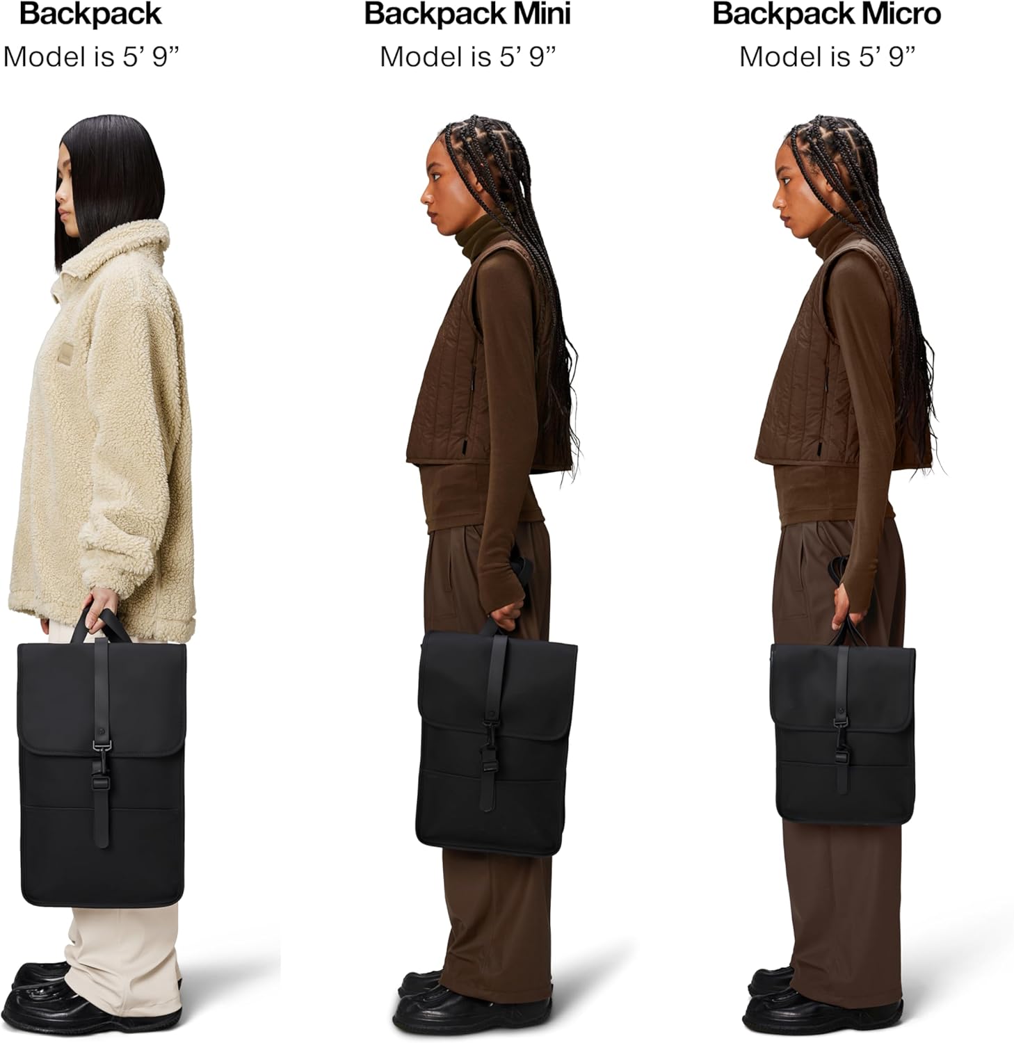 RAINS Backpack W3 - กระเป๋าเป้สะพายหลังสำหรับผู้ชายและผู้หญิง - กระเป๋าใส่โน้ตบุ๊กสำหรับทำงานหรือเดินทาง (สีดำ)