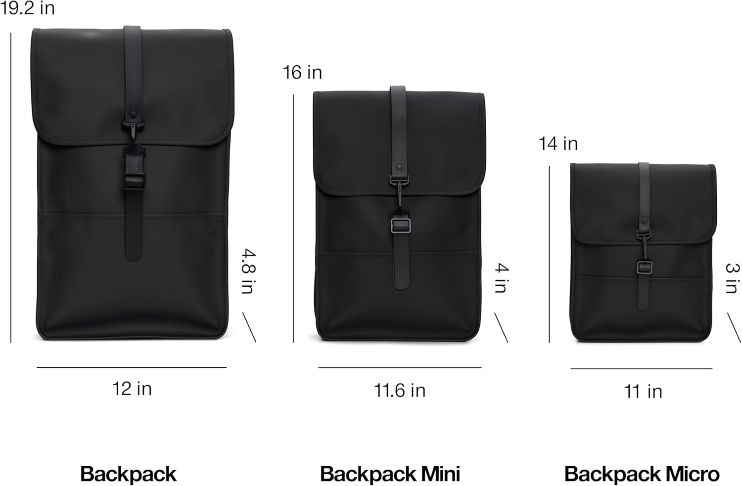 RAINS Backpack W3 - กระเป๋าเป้สะพายหลังสำหรับผู้ชายและผู้หญิง - กระเป๋าใส่โน้ตบุ๊กสำหรับทำงานหรือเดินทาง (สีดำ)