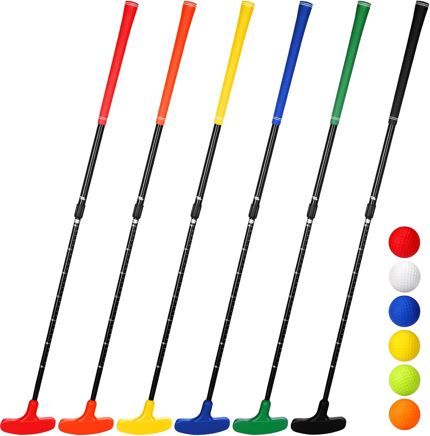 6 Set Golf Putters for Men and Women Two Way Mini Golf Putter with 6 Golf Balls Kids Putter Bulk for Right or Left Handed Golfers Adjustable Length Golf Clubs Set · v3
