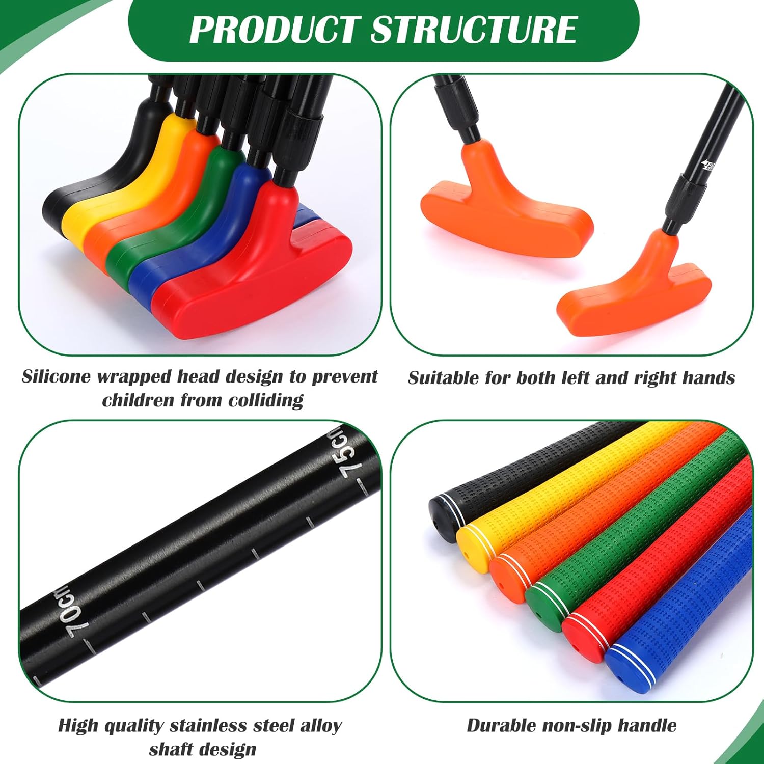 6 Set Golf Putters for Men and Women Two Way Mini Golf Putter with 6 Golf Balls Kids Putter Bulk for Right or Left Handed Golfers Adjustable Length Golf Clubs Set · v3