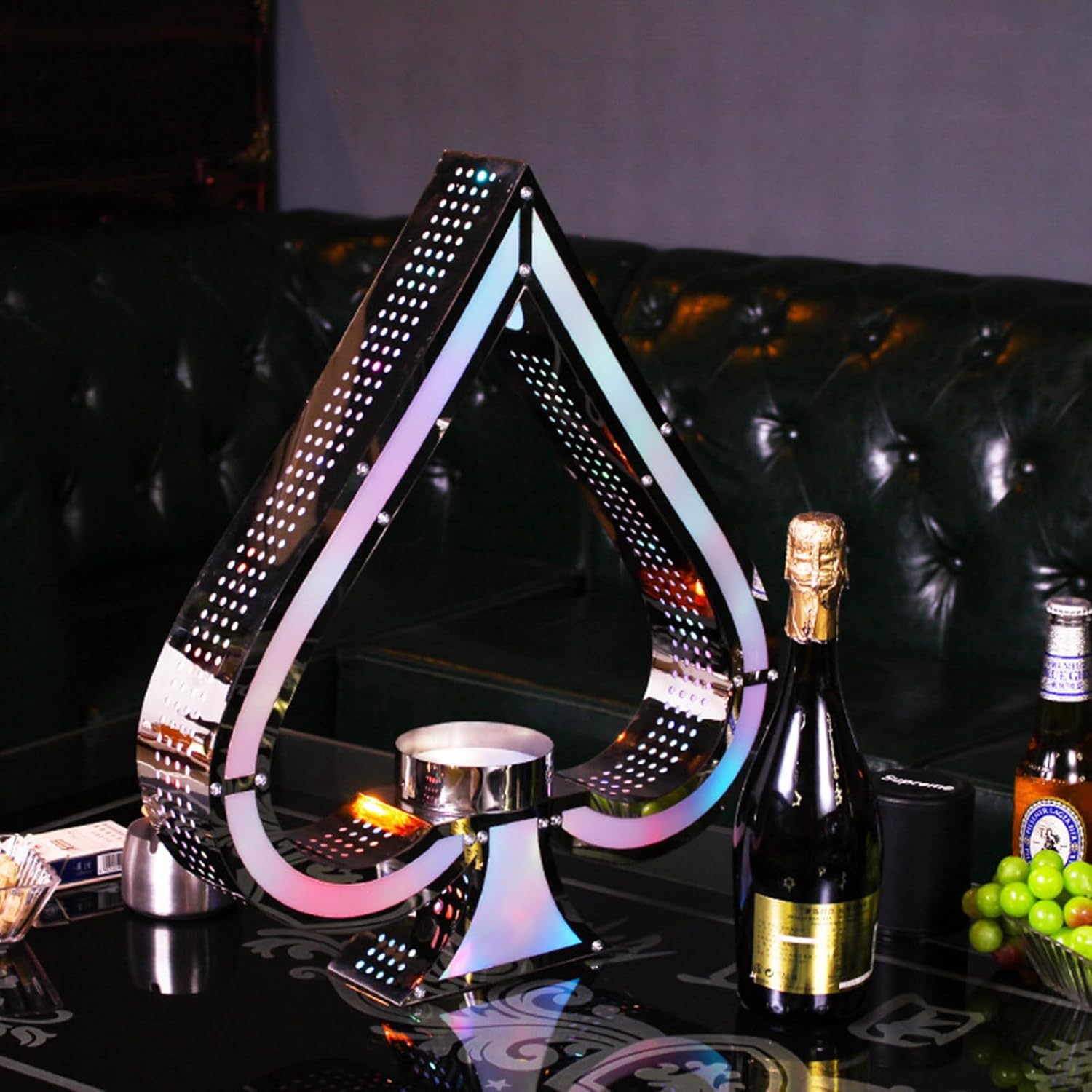 Presentatore per bottiglie di champagne Ace of Spades a 7 colori, con display per bottiglie di vino incandescente regolabile a colori con telecomando, espositore per bottiglie di liquore illuminato a LED per uso commerciale, casa, bar, feste, discoteca