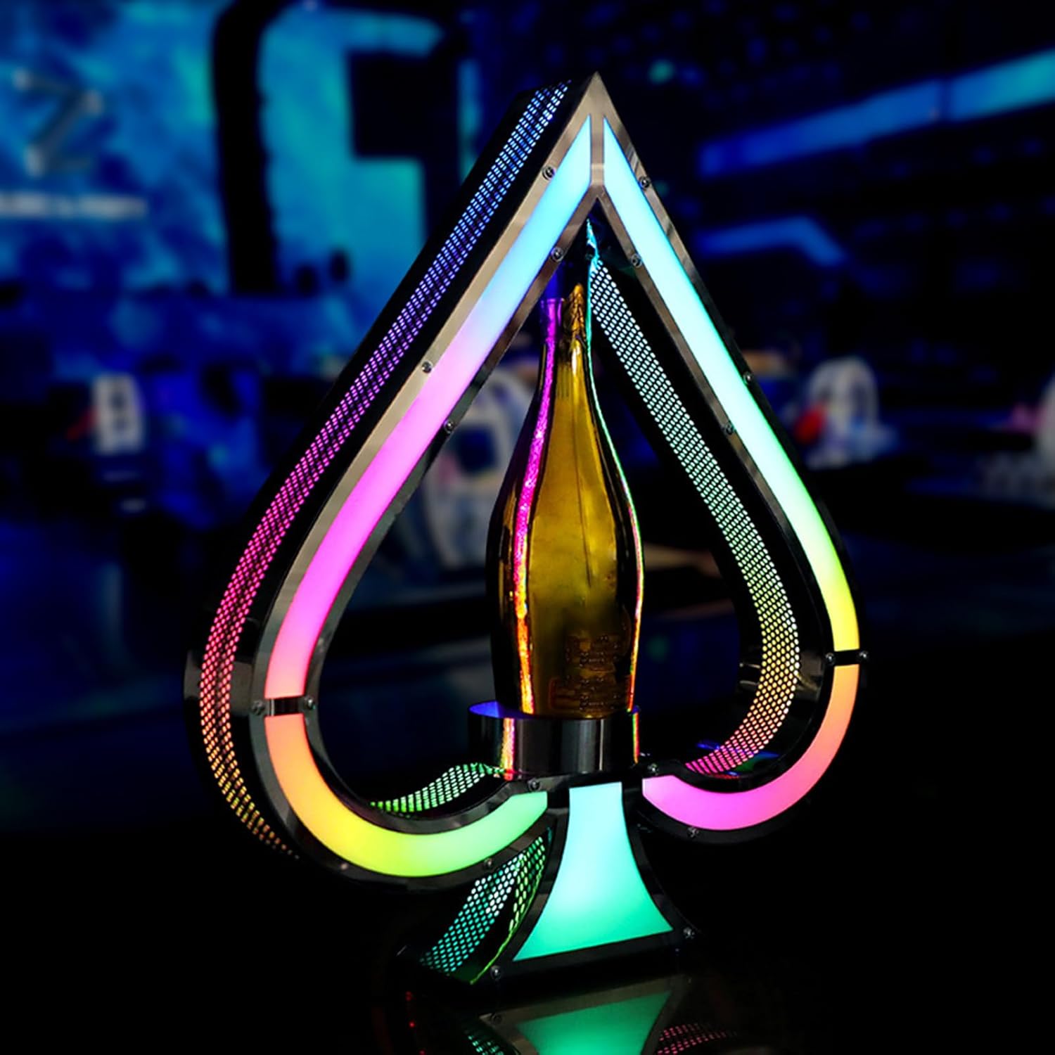 Presentatore per bottiglie di champagne Ace of Spades a 7 colori, con display per bottiglie di vino incandescente regolabile a colori con telecomando, espositore per bottiglie di liquore illuminato a LED per uso commerciale, casa, bar, feste, discoteca