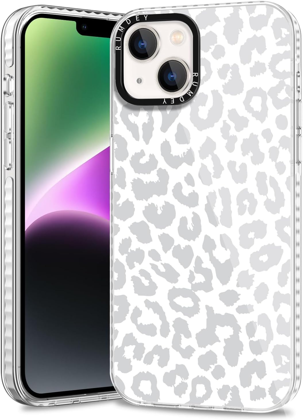 Apple iPhone 13/iPhone 14 케이스 6.1인치용 치타 케이스 2팩, 귀여운 패션 레오파드 패턴이 들어간 투명, 여자아이들용, 충격 방지 보호 실리콘 소프트 TPU 커버가 있는 슬림 펀다