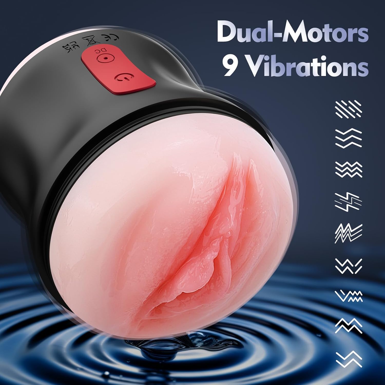 Adult Sex Toys Male Masturbator- Open Ended Powerful Vibration Pocket Pussy for Men, Male Stroker Vibrator Lifelike Vaginal Anal Blowjob Toy with 9 Modes, Plump and Soft Fleshy Realistic Masturbation · v3