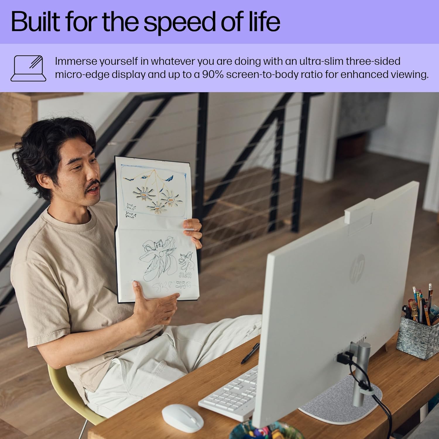 PC de bureau tout-en-un HP 27 pouces, écran FHD, processeur Intel Core i7-1355U de 13e génération, 12 Go de RAM, SSD de 512 Go, carte graphique Intel Iris Xe, Windows 11 Pro, 27-cr0082 (2023)