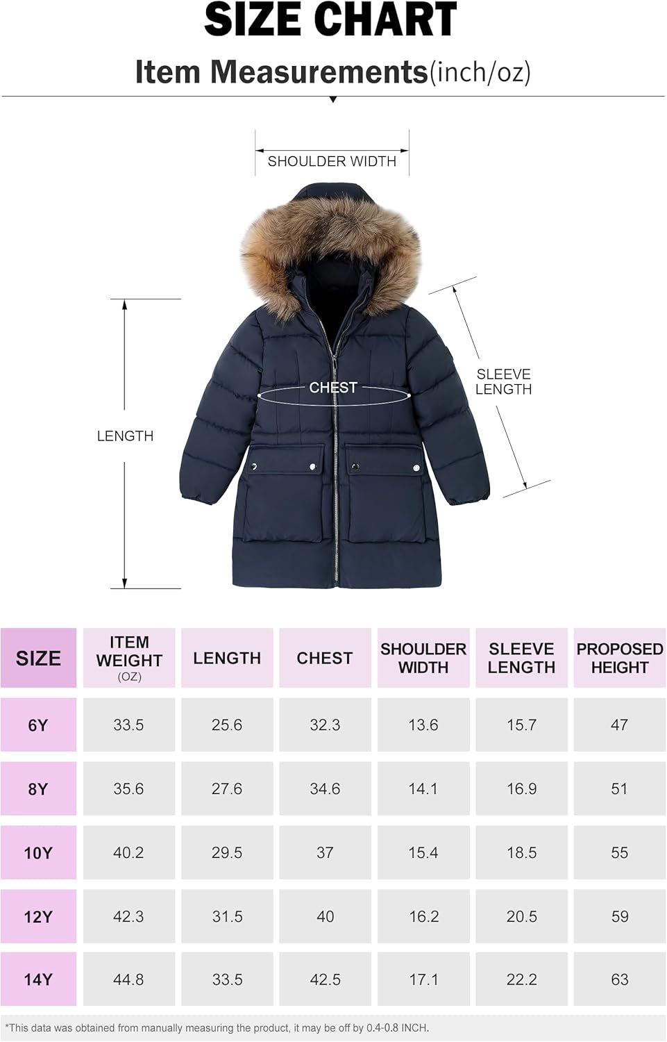 maoo garden Girls Puffer Winter Coat Faux-Down Heavyweight Snow Parka Fuzzy Fur Lining Hood Water-Resistant Long Jacket