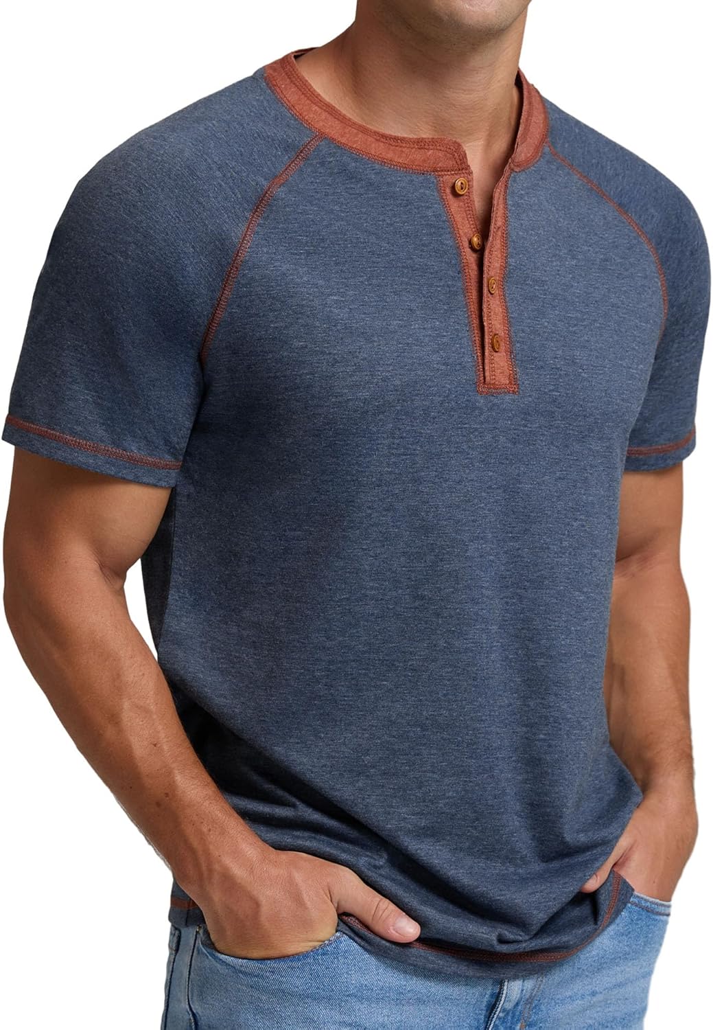 Camiseta Sailwind Henley de manga larga/corta para hombre, camisa casual de algodón