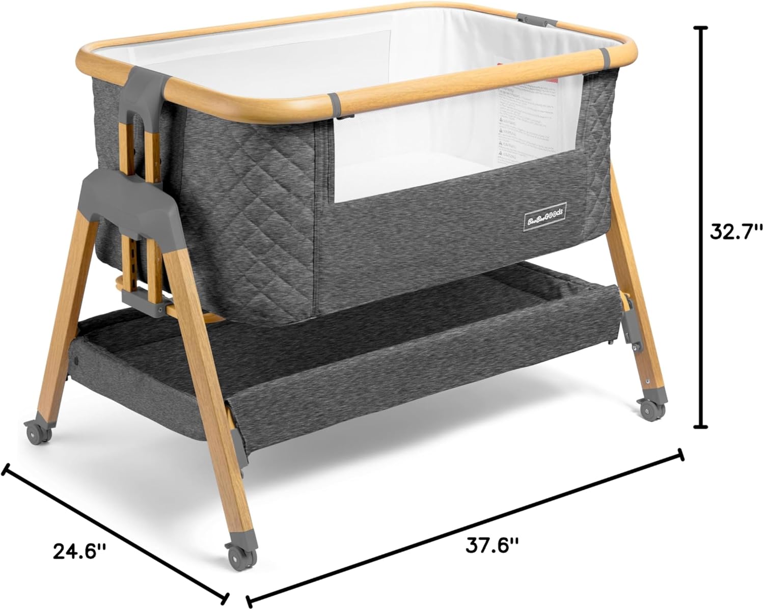 3 in 1 Baby Bassinet with Wheels, Portable Bedside Sleeper for Baby with 7 Adjustable Heights and Foam Mattress, Baby Bedside Crib for Newborns and Infants with Storage Basket, Carry Bag Included · v2