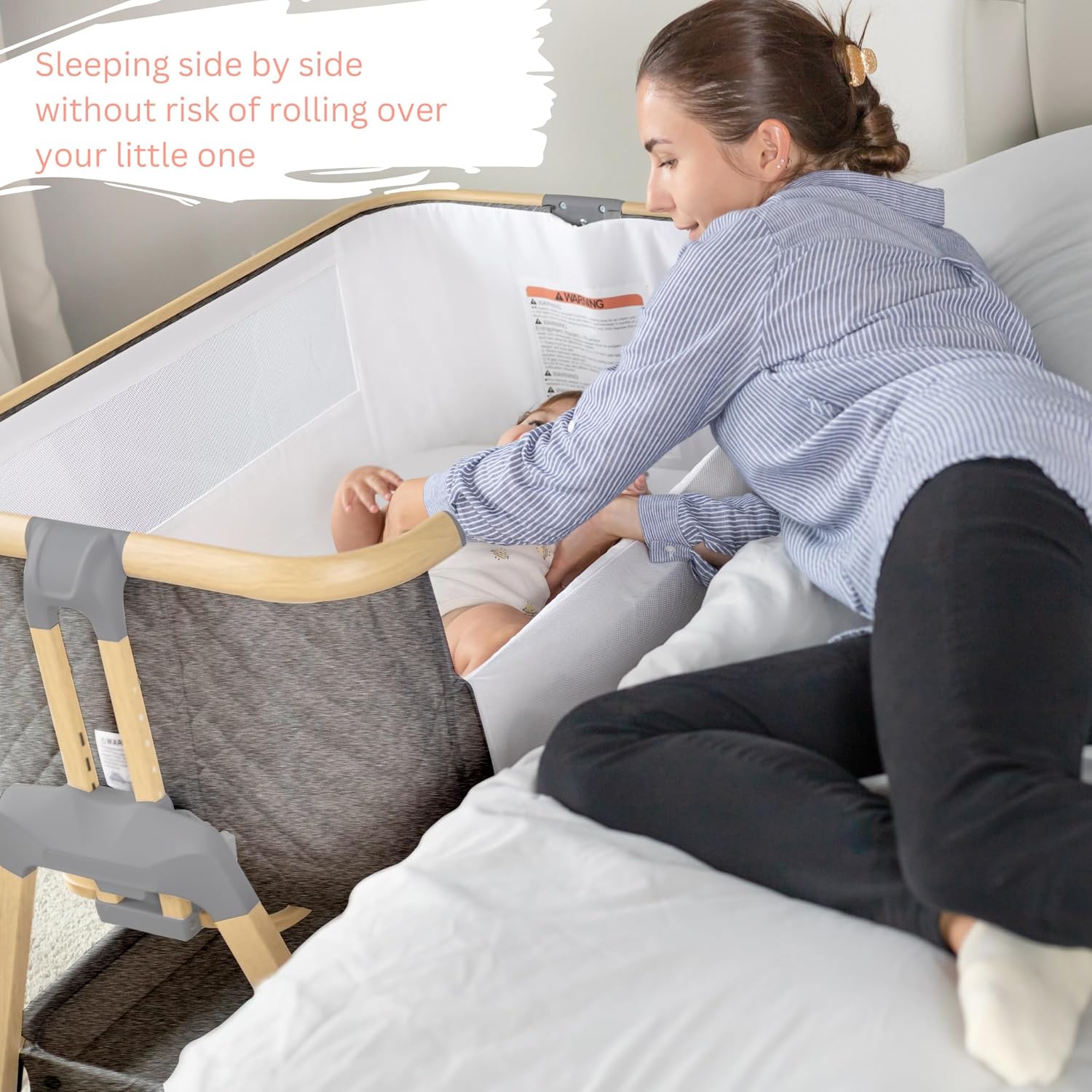 3 in 1 Baby Bassinet with Wheels, Portable Bedside Sleeper for Baby with 7 Adjustable Heights and Foam Mattress, Baby Bedside Crib for Newborns and Infants with Storage Basket, Carry Bag Included · v2