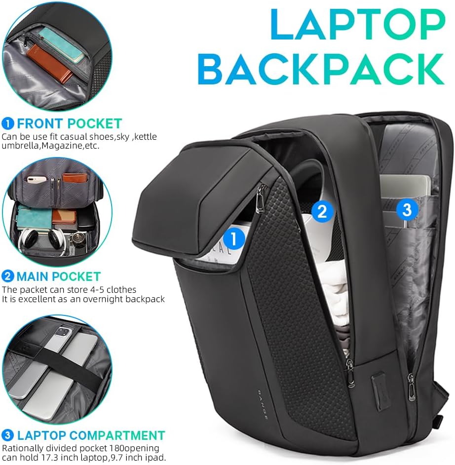 BANGE Smart Business Laptop Backpack Waterproof can fit 15.6-17.3 Inch Laptop with 3.0 USB charging port for men and women · v6