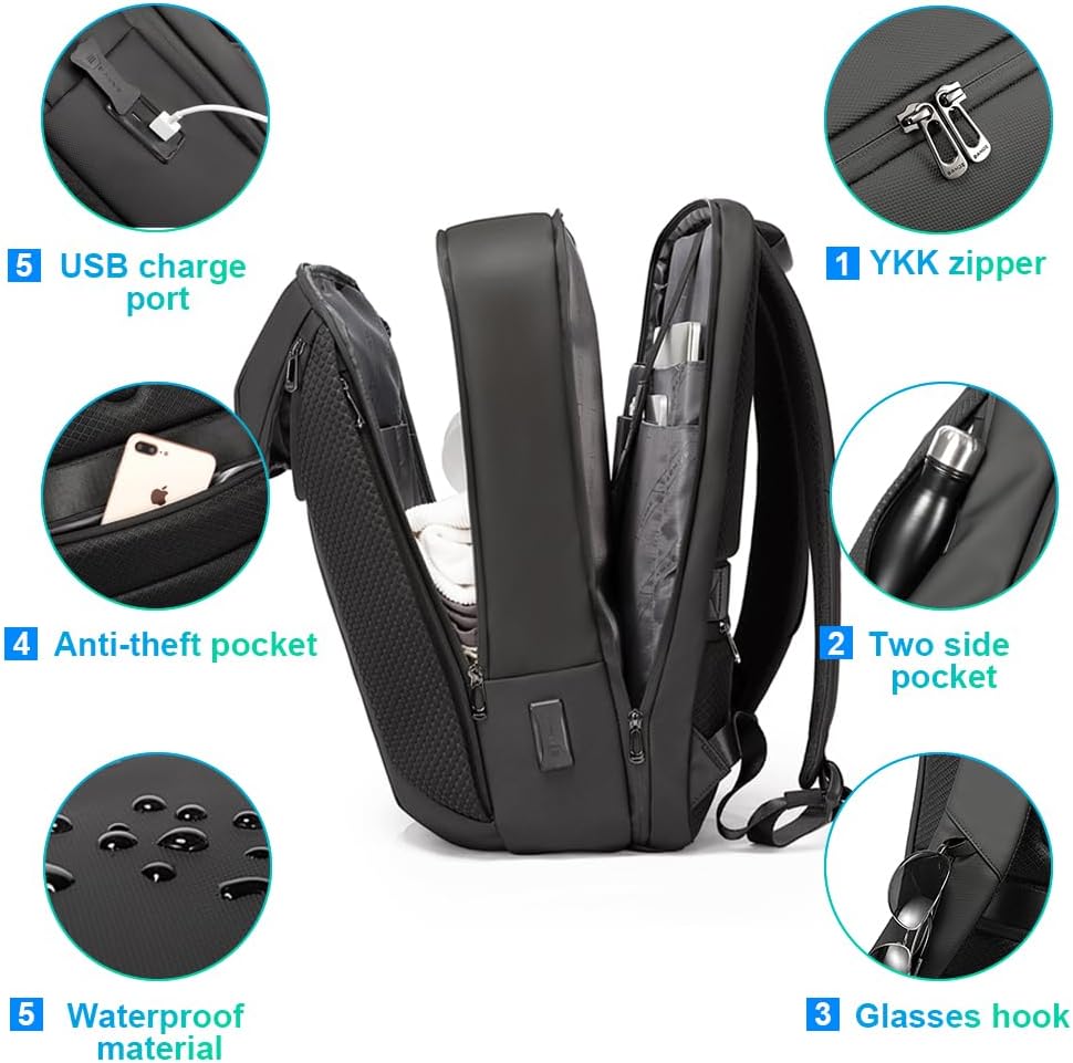 BANGE Smart Business Laptop Backpack Waterproof can fit 15.6-17.3 Inch Laptop with 3.0 USB charging port for men and women · v6