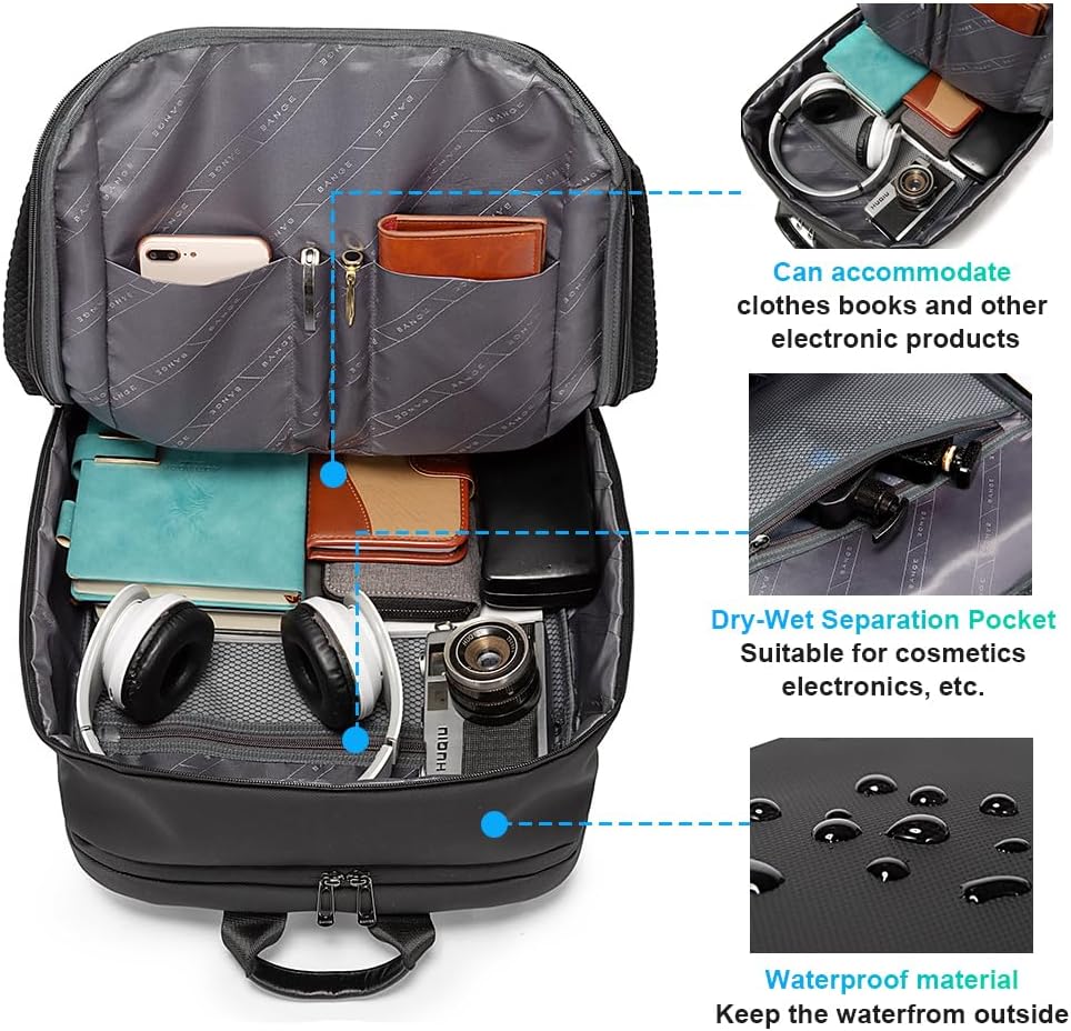 BANGE Smart Business Laptop Backpack Waterproof can fit 15.6-17.3 Inch Laptop with 3.0 USB charging port for men and women · v6