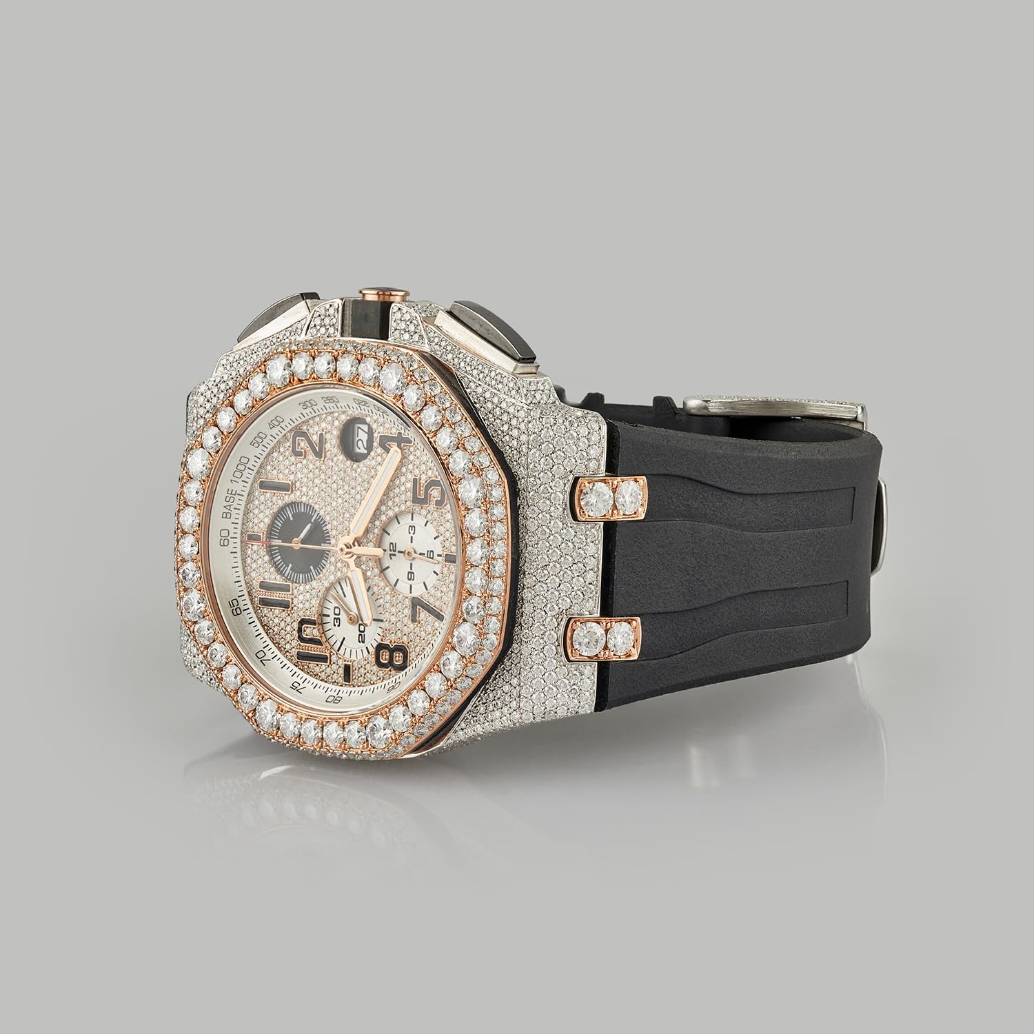 Luxury Mens Watch with 21 Carat VVS1 White Moissanite Diamond Round Cut · v4
