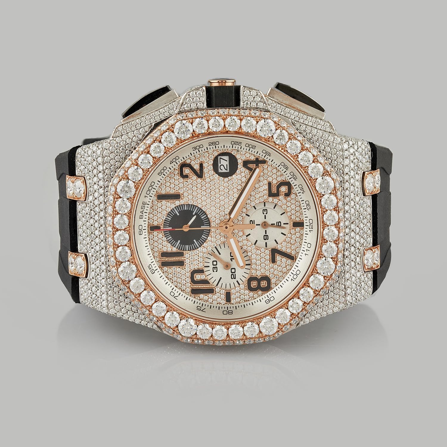 Luxury Mens Watch with 21 Carat VVS1 White Moissanite Diamond Round Cut · v4