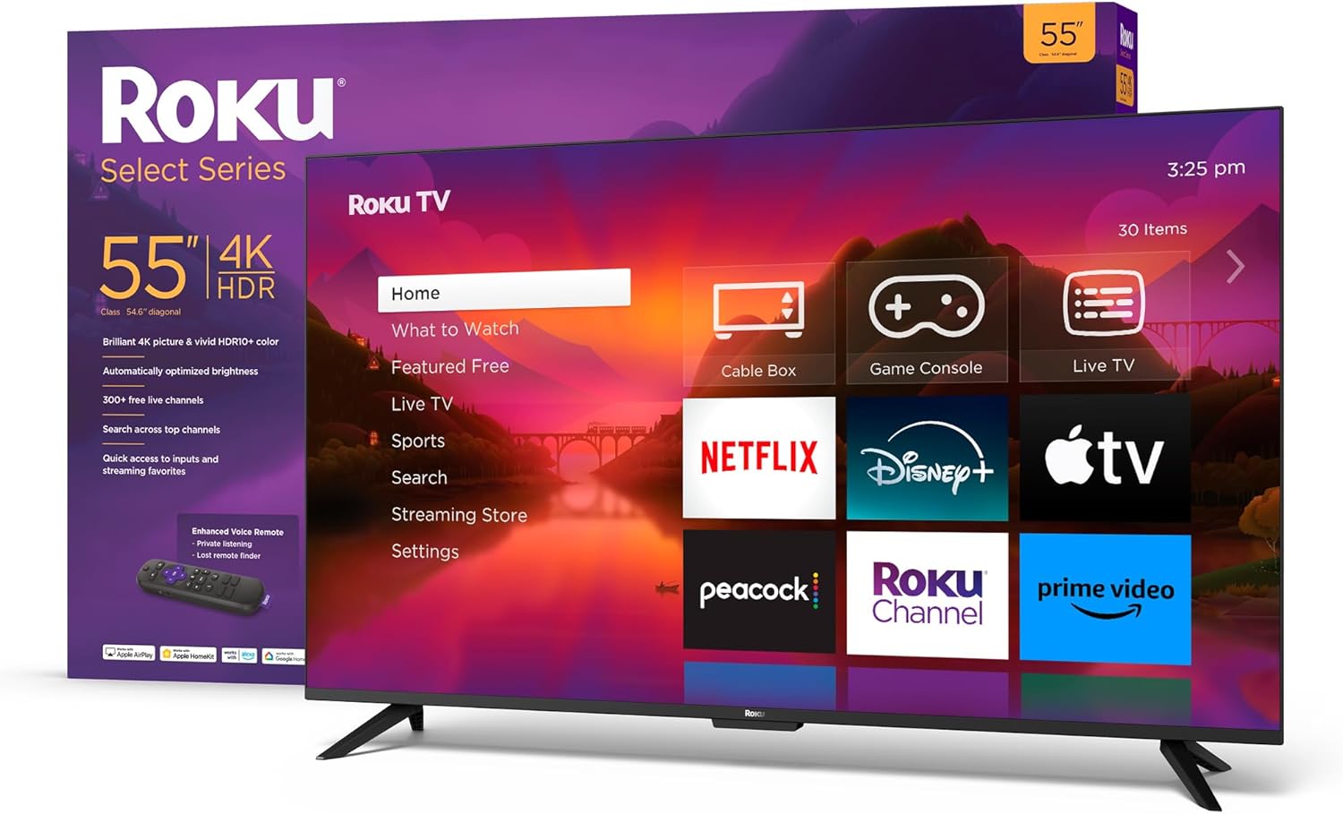 Roku スマートテレビ – 55 インチ セレクト シリーズ 4K HDR RokuTV 強化音声リモコン、鮮明な 4K 画像、自動明るさ調整、シームレスなストリーミング – ライブ ローカル ニュース、スポーツ、家族向けエンターテイメント