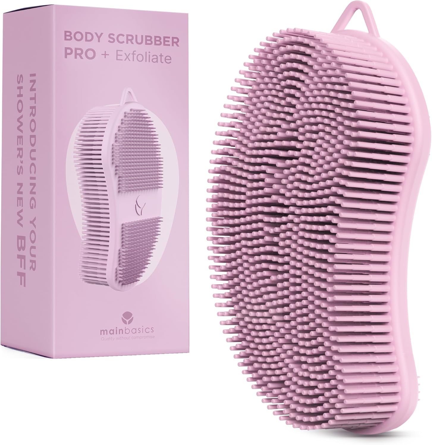 MainBasics Peeling Silikon Vücut Scrubber Pro Vücut İçin 2'si 1 Arada Duş Yıkayıcı, Silikon Lift ve Vücut Eksfoliyatörü (Soluk Pembe, Vücut Eksfoliasyonu)