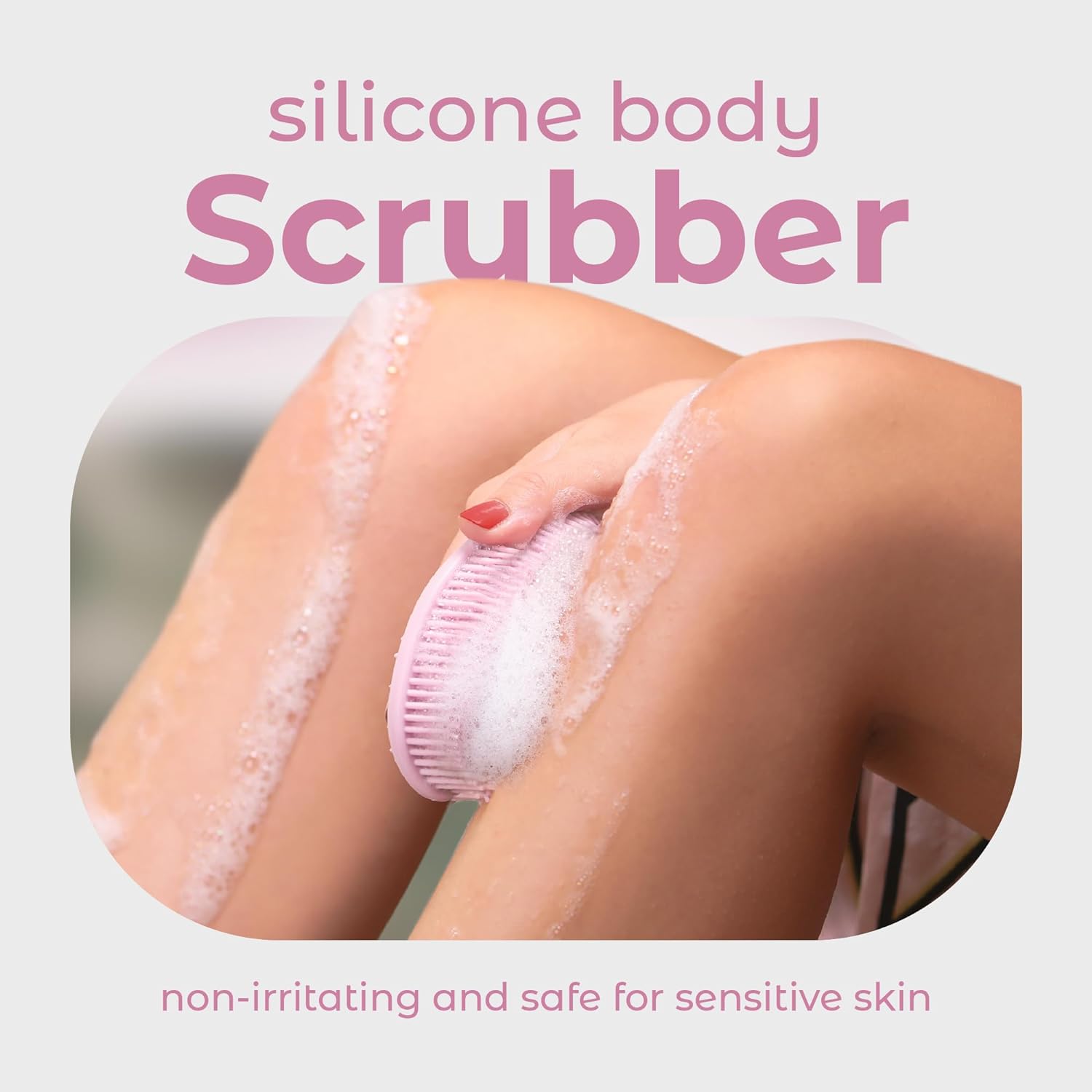 MainBasics Peeling Silikon Vücut Scrubber Pro Vücut İçin 2'si 1 Arada Duş Yıkayıcı, Silikon Lift ve Vücut Eksfoliyatörü (Soluk Pembe, Vücut Eksfoliasyonu)