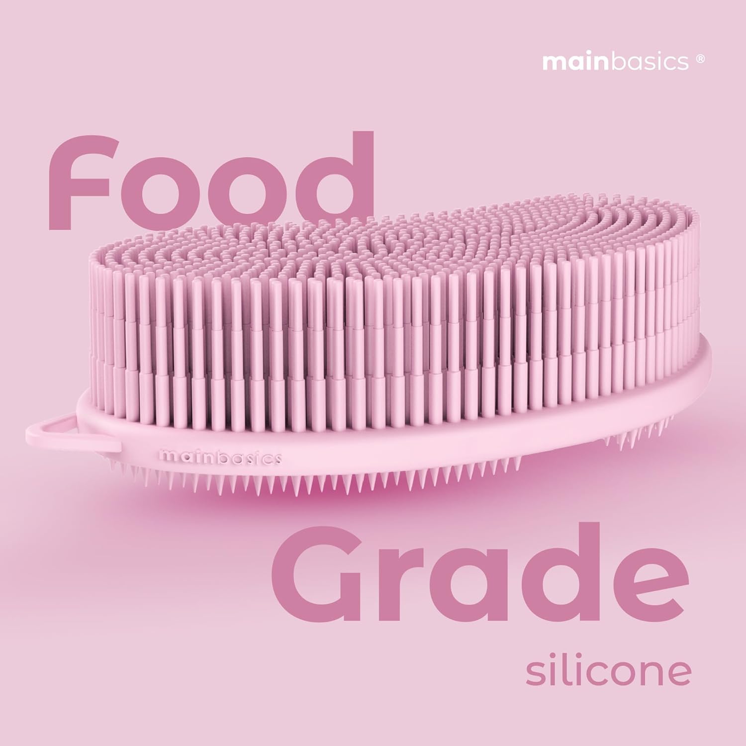 MainBasics Peeling Silikon Vücut Scrubber Pro Vücut İçin 2'si 1 Arada Duş Yıkayıcı, Silikon Lift ve Vücut Eksfoliyatörü (Soluk Pembe, Vücut Eksfoliasyonu)