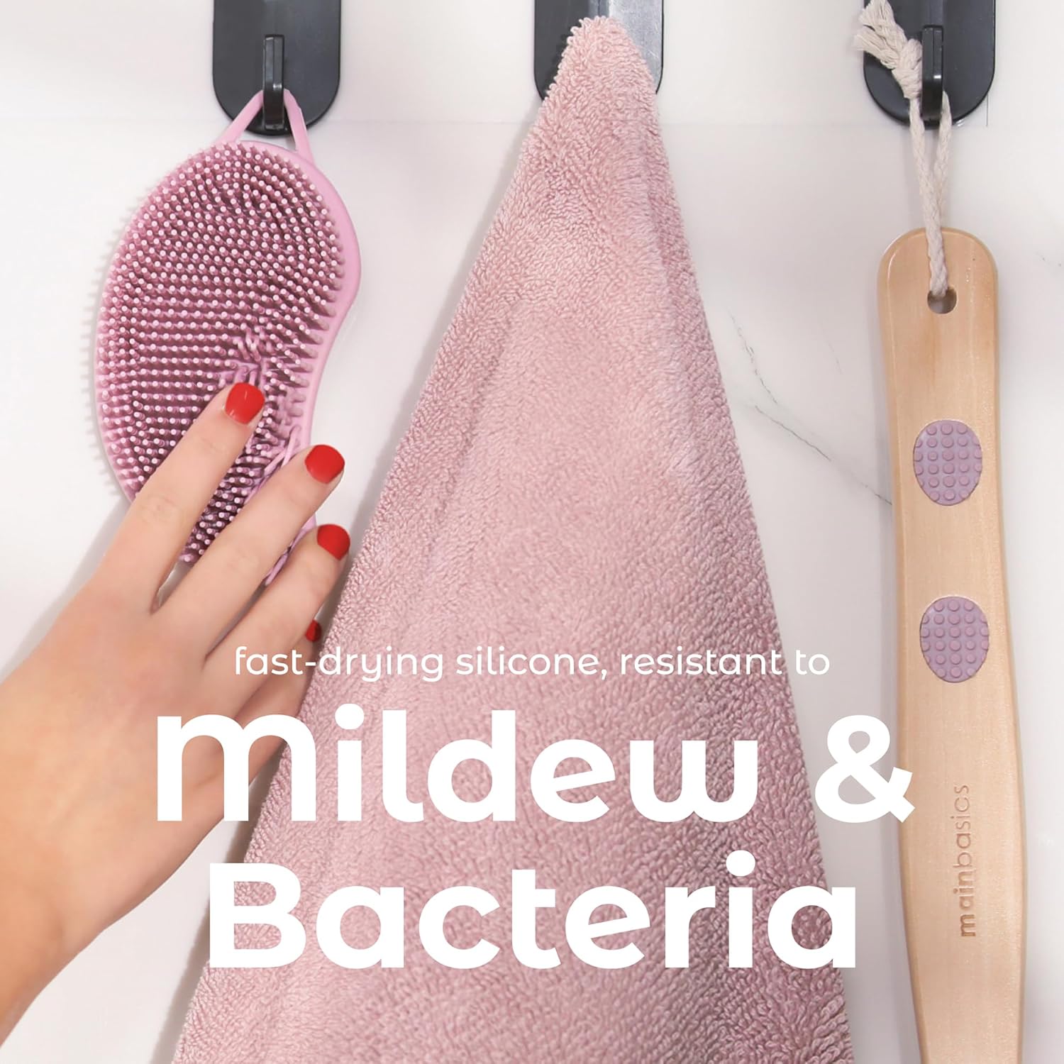 MainBasics Peeling Silikon Vücut Scrubber Pro Vücut İçin 2'si 1 Arada Duş Yıkayıcı, Silikon Lift ve Vücut Eksfoliyatörü (Soluk Pembe, Vücut Eksfoliasyonu)
