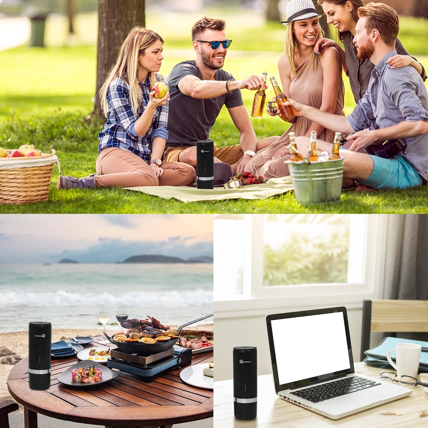 Glueckzeit Tragbare Espressomaschine, Reisekaffeemaschine für Camping, Elektrische Kaffeemaschine, kompatibel mit NS-Kapseln, gemahlener Kaffee, Schnellbrüh-Espressomaschine für Büro, Wandern, wiederaufladbar, Typ C-C