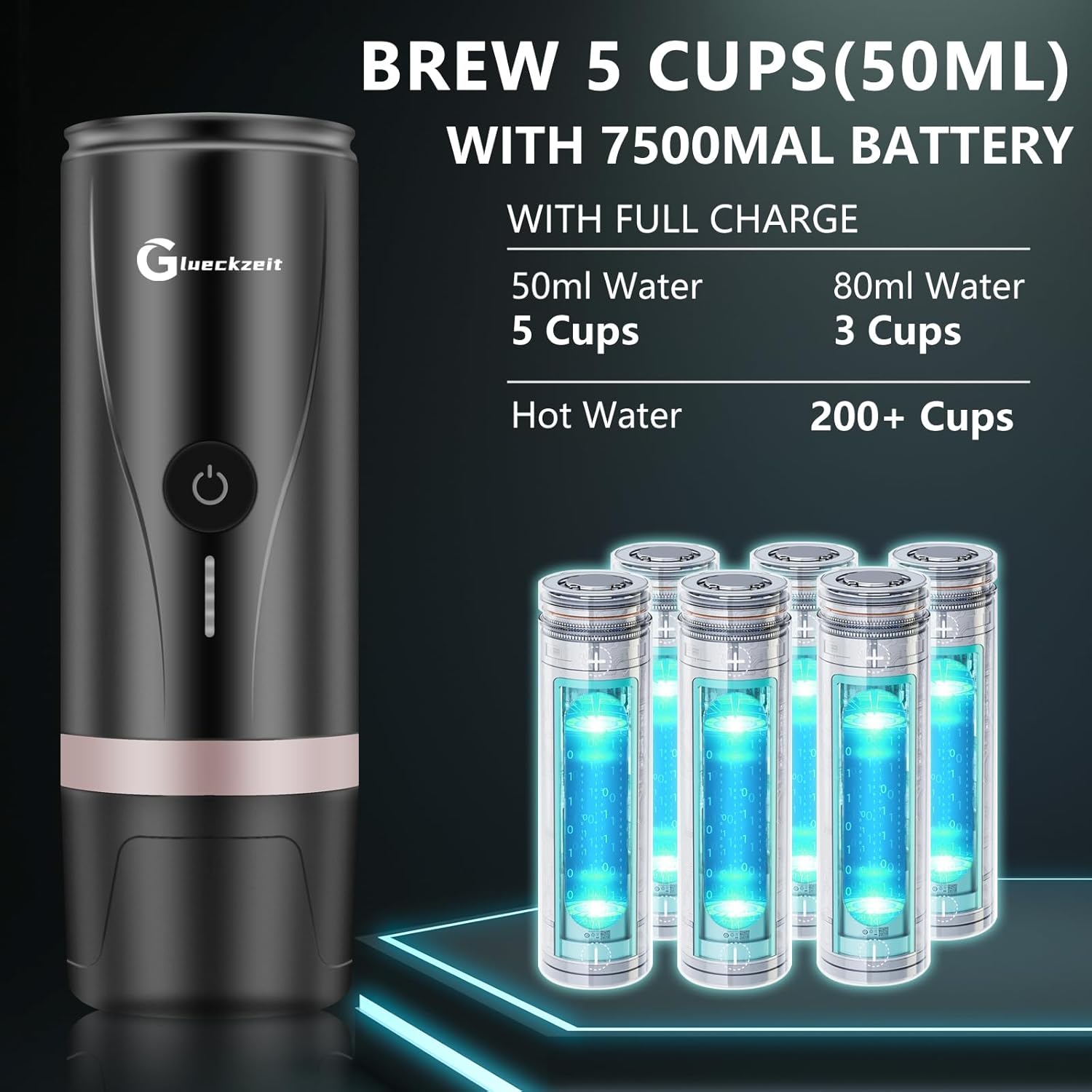 Portable Electric Espresso Machine with 3-4 Min Self-Heating Rechargeable Coffee Maker, 20 Bar Pressure Compatible with NS Capsule  Ground Coffee for Travel, Camping, Office, Home · v2
