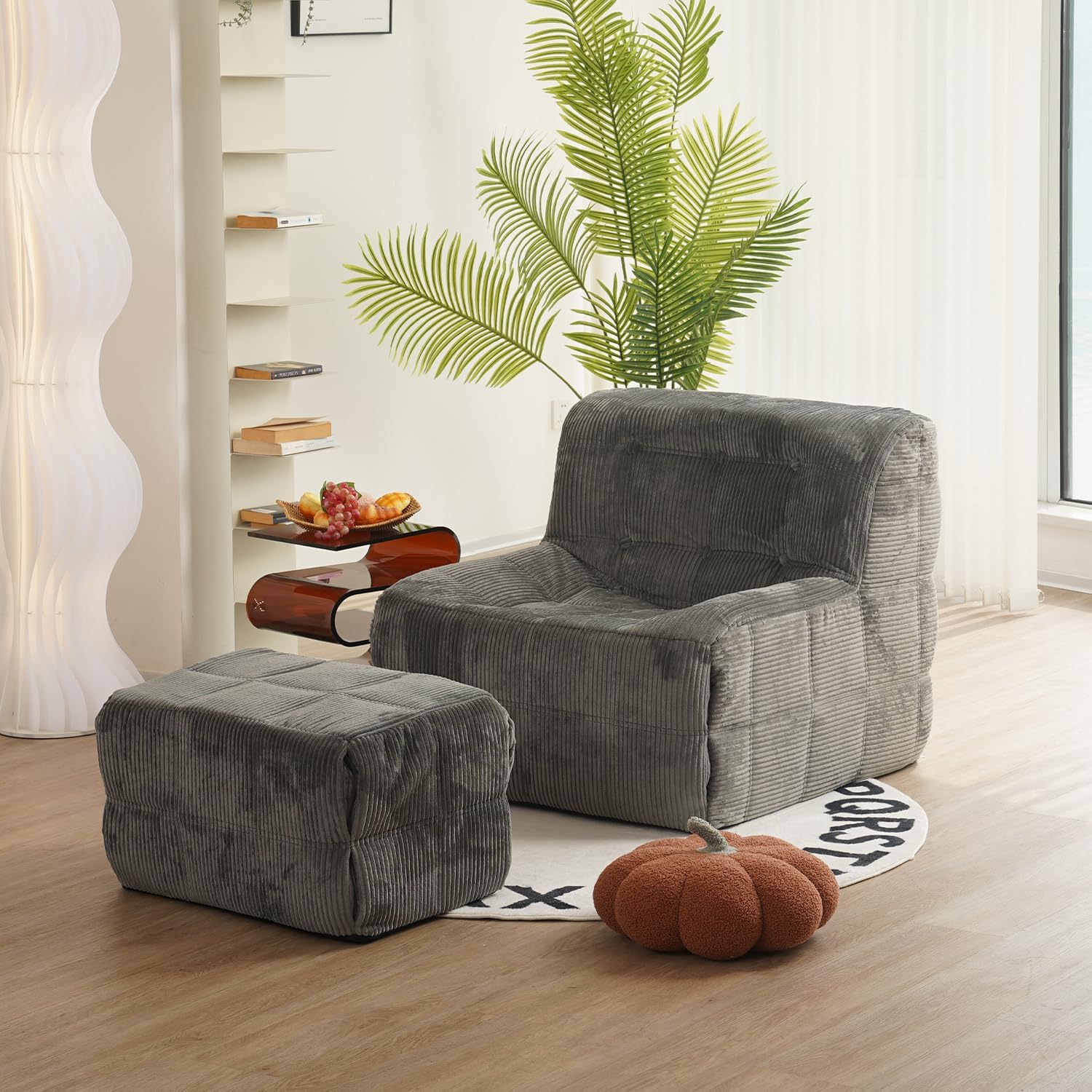 NV CUBICUS Sofa, Single Seated Foam Sofa, Armless Floor Sofa, All New Hybrid Foam Design, with Matching Ottoman (CUBICUS, Frost Grey)