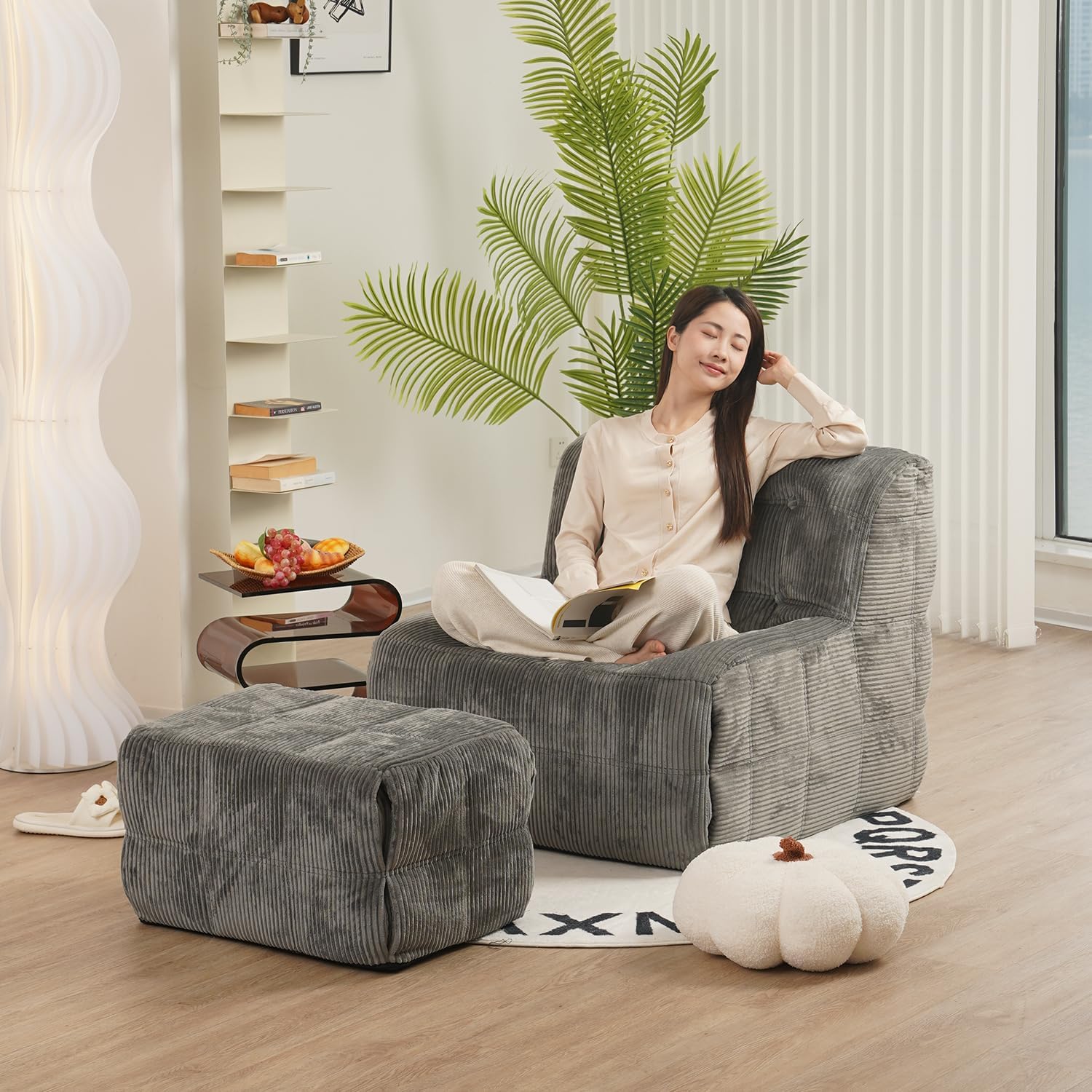 NV CUBICUS Sofa, Einzelsitzsofa aus Schaumstoff, Armloses Bodensofa, komplett neues Hybrid-Schaumdesign, mit passendem Ottoman (CUBICUS, Frostgrau)