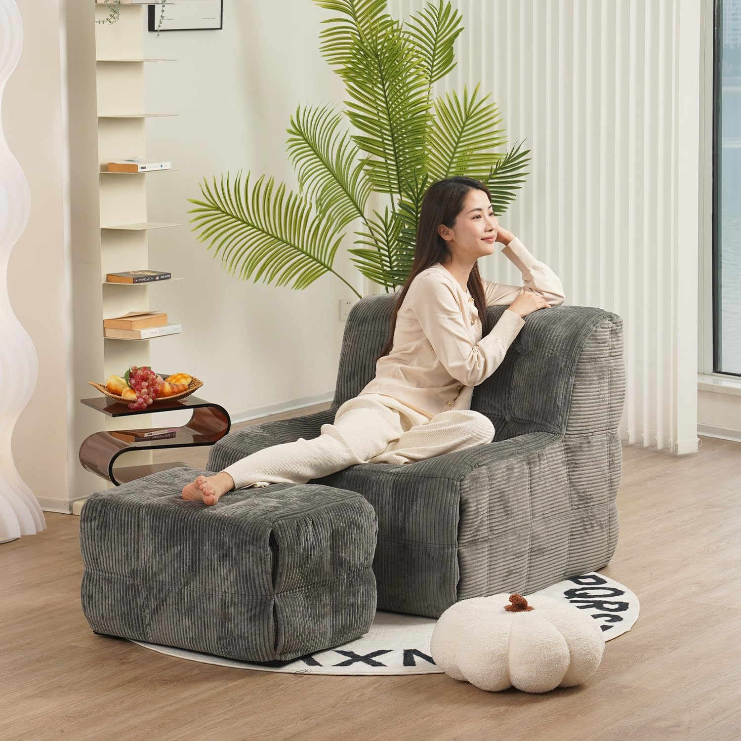 NV CUBICUS Sofa, Einzelsitzsofa aus Schaumstoff, Armloses Bodensofa, komplett neues Hybrid-Schaumdesign, mit passendem Ottoman (CUBICUS, Frostgrau)