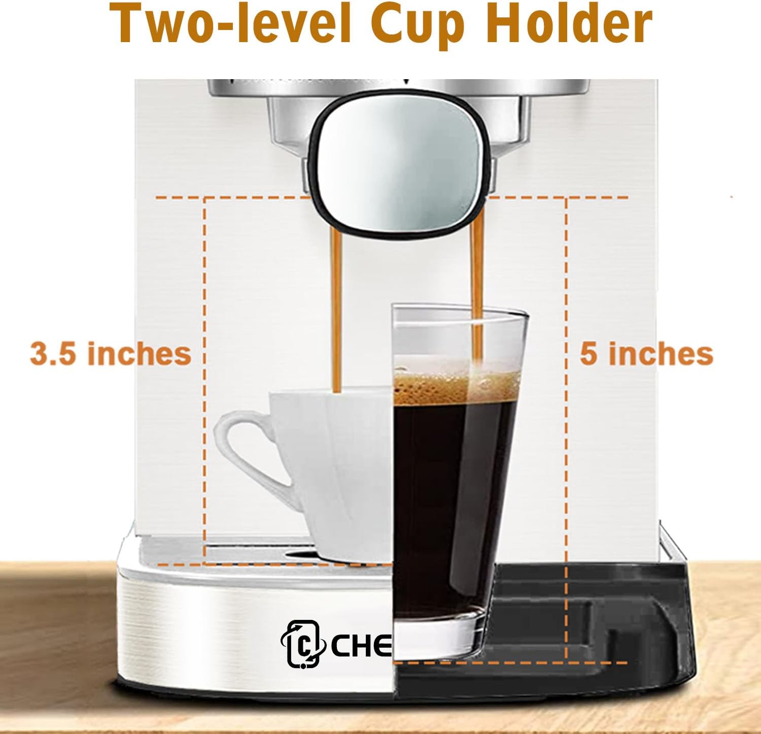 Espresso Machine 20 Bar, Stainless Steel Iced Coffee Maker, Professional Espresso Maker with Milk Frother Steam Wand, Compact Coffee Machine, Gift for Dad or Mom CCHENGVEY (Ivory) · v2